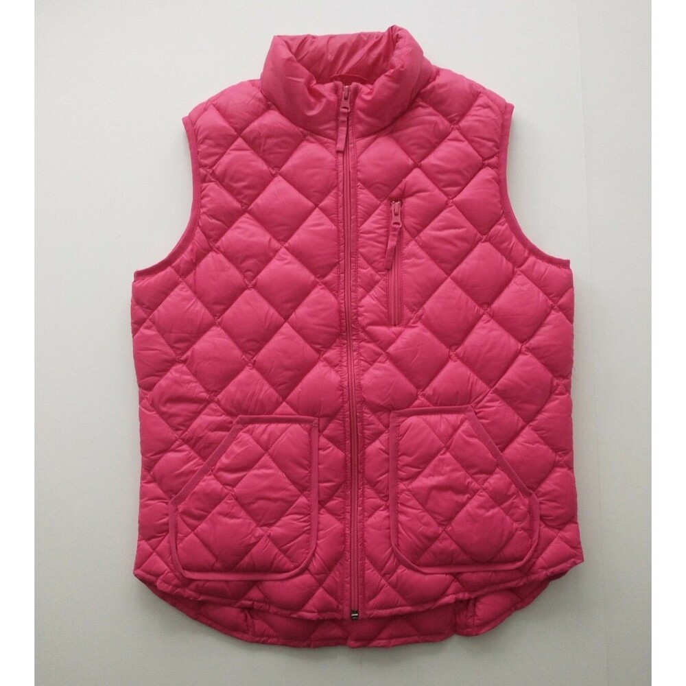 Halogen Puffer Vest Down Feathers Womens Sz XS Full Zip Pink Soft Outdoor (211)